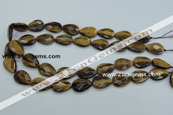 CTE111 15.5 inches 16*22mm faceted & flat teardrop yellow tiger eye beads