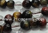 CTE1125 15 inches 6mm round mixed tiger eye & white crystal beads