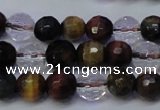 CTE1131 15 inches 6mm faceted round mixed tiger eye & white crystal beads