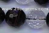 CTE1135 15 inches 14mm faceted round mixed tiger eye & white crystal beads