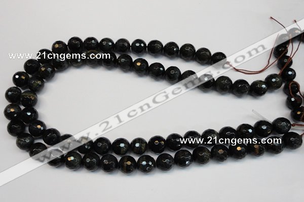 CTE1189 15.5 inches 12mm faceted round blue tiger eye beads