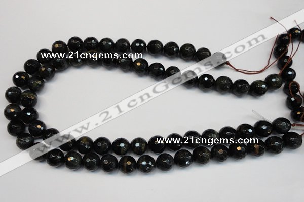 CTE1190 15.5 inches 14mm faceted round blue tiger eye beads