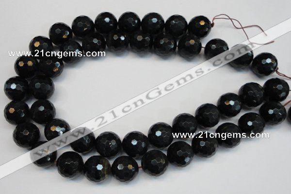 CTE1191 15.5 inches 16mm faceted round blue tiger eye beads