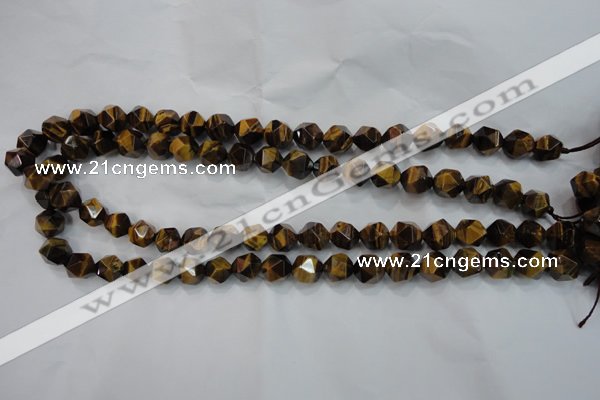 CTE1202 15 inches 10mm faceted nuggets yellow tiger eye beads