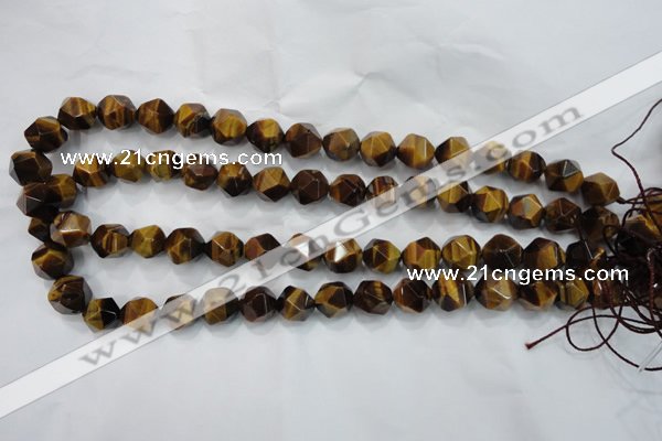 CTE1203 15 inches 12mm faceted nuggets yellow tiger eye beads