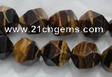 CTE1204 15 inches 14mm faceted nuggets yellow tiger eye beads