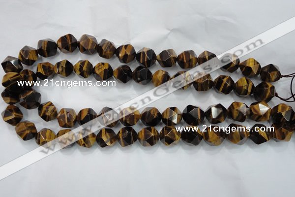 CTE1204 15 inches 14mm faceted nuggets yellow tiger eye beads