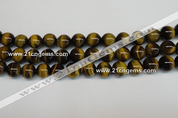 CTE1222 15.5 inches 14mm round AB+ grade yellow tiger eye beads