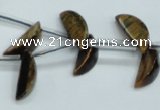 CTE124 6*17mm top-drilled moon yellow tiger eye beads wholesale