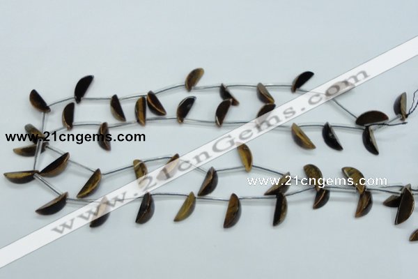 CTE124 6*17mm top-drilled moon yellow tiger eye beads wholesale