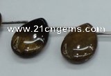 CTE126 18*25mm top-drilled flat teardrop yellow tiger eye beads wholesale