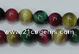 CTE134 15.5 inches 10mm round dyed tiger eye gemstone beads