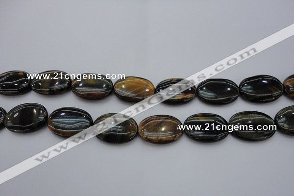 CTE1364 15.5 inches 15*20mm oval yellow & blue tiger eye beads