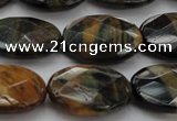 CTE1372 15.5 inches 15*20mm faceted oval yellow & blue tiger eye beads