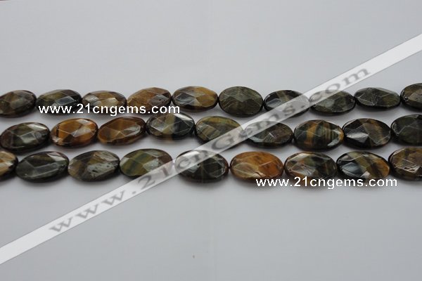 CTE1373 15.5 inches 18*25mm faceted oval yellow & blue tiger eye beads