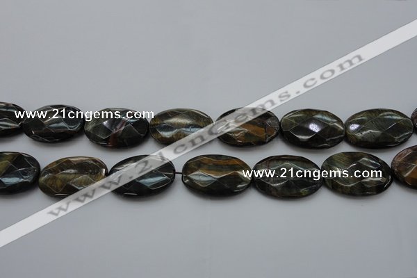 CTE1375 15.5 inches 25*35mm faceted oval yellow & blue tiger eye beads