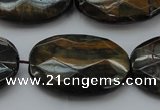 CTE1376 15.5 inches 30*40mm faceted oval yellow & blue tiger eye beads