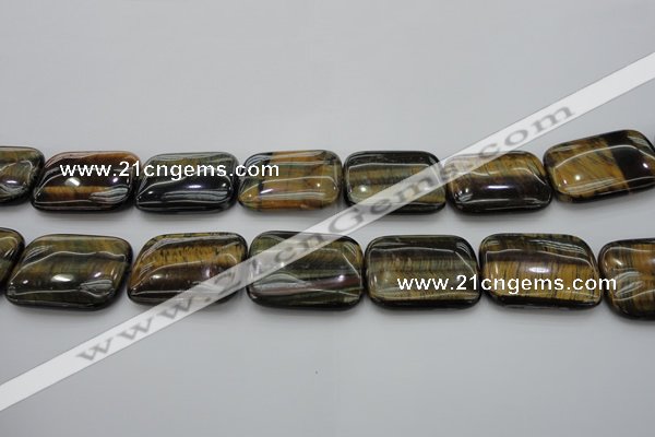 CTE1383 15.5 inches 25*35mm rectangle yellow & blue tiger eye beads