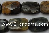 CTE1388 15.5 inches 15*20mm faceted rectangle yellow & blue tiger eye beads