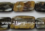 CTE1390 15.5 inches 22*30mm faceted rectangle yellow & blue tiger eye beads