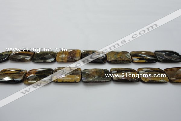 CTE1390 15.5 inches 22*30mm faceted rectangle yellow & blue tiger eye beads