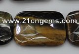 CTE1392 15.5 inches 30*40mm faceted rectangle yellow & blue tiger eye beads