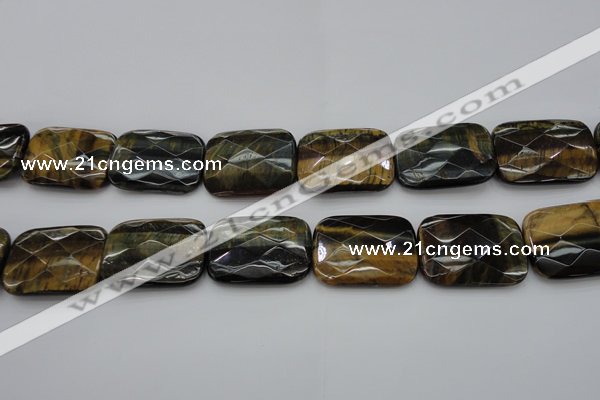 CTE1392 15.5 inches 30*40mm faceted rectangle yellow & blue tiger eye beads