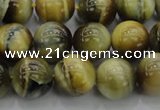 CTE1443 15.5 inches 10mm round golden & blue tiger eye beads