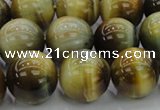 CTE1446 15.5 inches 16mm round golden & blue tiger eye beads