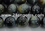 CTE1451 15.5 inches 6mm round golden & blue tiger eye beads