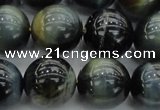 CTE1454 15.5 inches 12mm round golden & blue tiger eye beads