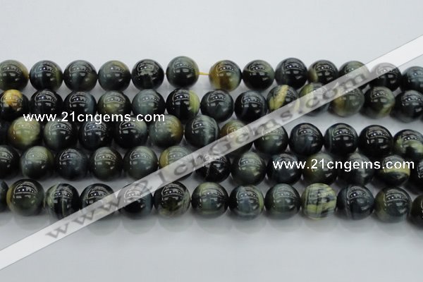 CTE1454 15.5 inches 12mm round golden & blue tiger eye beads