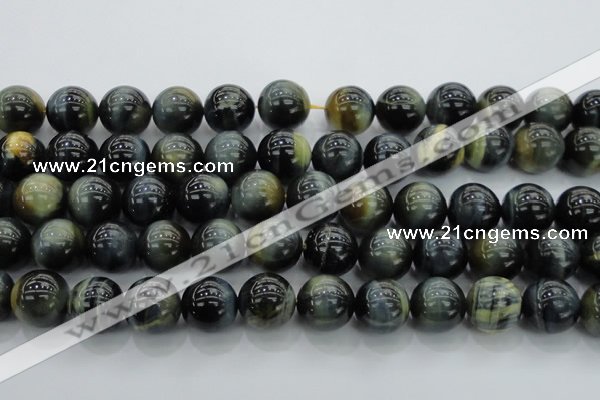 CTE1455 15.5 inches 14mm round golden & blue tiger eye beads