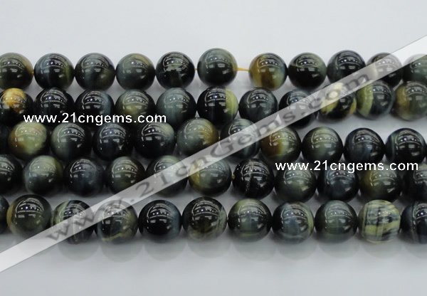 CTE1457 15.5 inches 18mm round golden & blue tiger eye beads