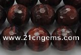 CTE1466 15.5 inches 16mm faceted round red tiger eye beads