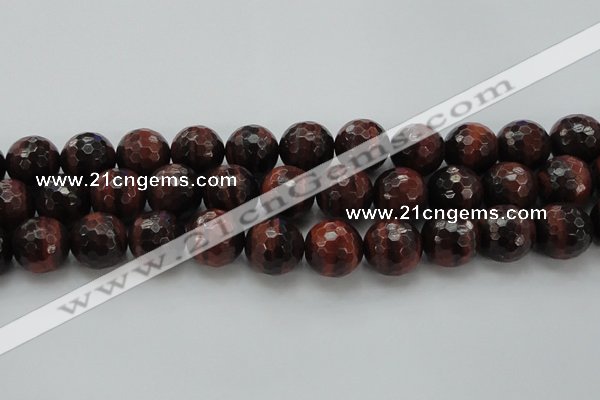 CTE1468 15.5 inches 20mm faceted round red tiger eye beads