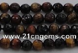 CTE1471 15.5 inches 6mm faceted round mixed tiger eye beads