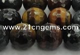 CTE1477 15.5 inches 18mm faceted round mixed tiger eye beads