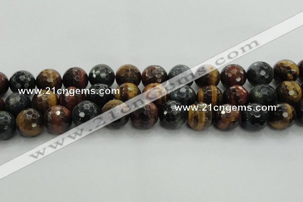 CTE1478 15.5 inches 20mm faceted round mixed tiger eye beads