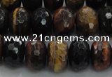 CTE1484 15.5 inches 8*14mm faceted rondelle mixed tiger eye beads