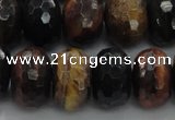 CTE1486 15.5 inches 12*18mm faceted rondelle mixed tiger eye beads