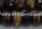 CTE1486 15.5 inches 12*18mm faceted rondelle mixed tiger eye beads