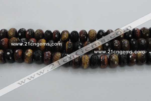 CTE1486 15.5 inches 12*18mm faceted rondelle mixed tiger eye beads