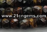 CTE1488 15.5 inches 9*12mm faceted tyre mixed tiger eye beads