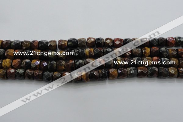 CTE1488 15.5 inches 9*12mm faceted tyre mixed tiger eye beads