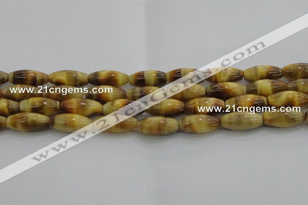 CTE1522 15.5 inches 8*18mm rice golden tiger eye beads wholesale