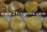 CTE1540 15.5 inches 18mm faceted coin golden tiger eye beads