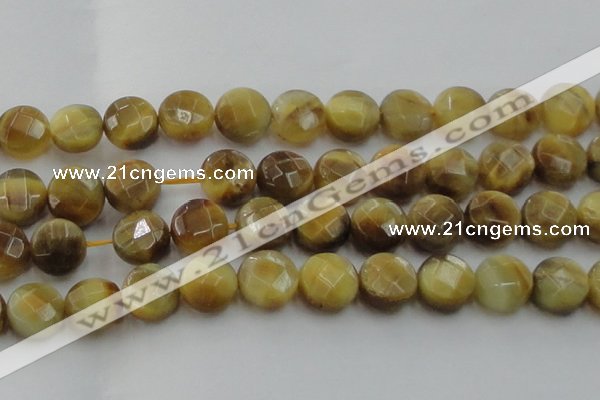 CTE1541 15.5 inches 20mm faceted coin golden tiger eye beads