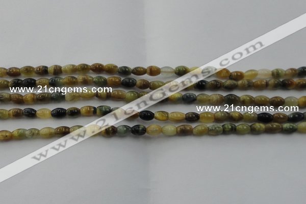 CTE1550 15.5 inches 4*6mm rice golden & blue tiger eye beads wholesale