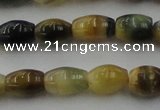 CTE1552 15.5 inches 6*10mm rice golden & blue tiger eye beads wholesale